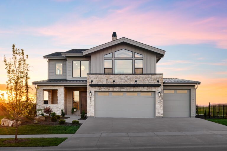5937 S Highmark Ave, Meridian, ID: front exterior at twilight (The Bell by Osprey Homes)